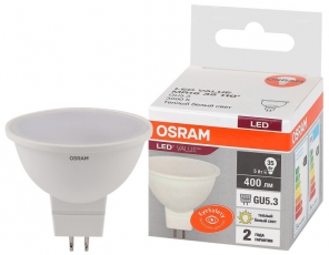 Лампа светодиодная LED Value MR16 5W/830 230V GU5.3 10X1 | 4058075582330 | OSRAM