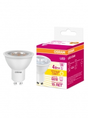 Лампа светодиодная LED STAR PAR16 4W, GU10 LSPAR165036 4W/830 230V GU10 10X1RU | 4058075134843 | Osram