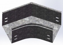 Угол плоский плавный 45 град. к лотку 400х80, толщ. 0,7 мм, Сендзимир цинк | УПТП45-400х80-0,7-R100-СЦ | Ostec