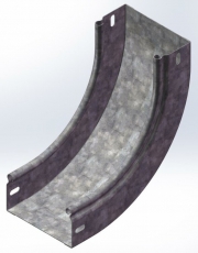 Угол внутренний плавный 90 град. к лотку 400х100, толщ. 0,7 мм, Сендзимир цинк | УВНТП90-400х100-0,7-R100-СЦ | Ostec