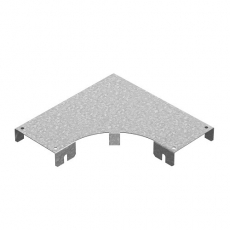 Крышка к углу горизонтальному 90 град. к лотку ПЛК 200, толщ. 1,2 мм, Сендзимир цинк | КУГП90-200-1,2-R100-СЦ | Ostec