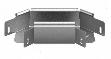 Угловой соединитель плоский 90 град. к лотку УЛ 150х100, толщ. 1,0 мм, Сендзимир цинк | УСПР90-150х100-1,0-СЦ | Ostec