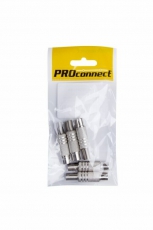 Разъем антенный на кабель, (штекер-TV никель с пружиной), (5шт.) (пакет) PROconnect | 05-2011-4-9 | PROconnect