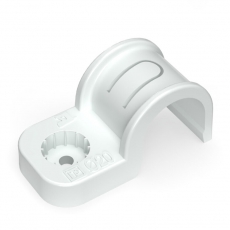 Крепеж-скоба пластиковая односторонняя для прямого монтажа белая в п/э д20 (50шт/600шт уп/кор) | PR13.0377 | Промрукав