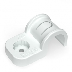 Крепеж-скоба пластиковая односторонняя для прямого монтажа белая в п/э д16 (50шт/750шт уп/кор) | PR13.0376 | Промрукав