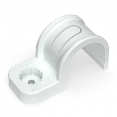 Крепеж-скоба пластиковая односторонняя для прямого монтажа белая в п/э д25 (50шт/450шт уп/кор) | PR13.0377 | Промрукав
