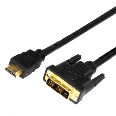 Шнур HDMI - DVI-D с фильтрами, длина 2 метра (GOLD) (PE пакет) | 17-6304 | REXANT