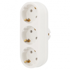 Тройник электрический линейный 16 А с заземлением белый | 11-1079 | REXANT