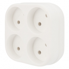 Четверник электрический 6-10 А без заземления белый | 11-1072 | REXANT
