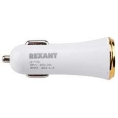 Автозарядка в прикуриватель 2хUSB с индикацией (АЗУ) (1000+2100 mA) белая | 18-1938 | REXANT