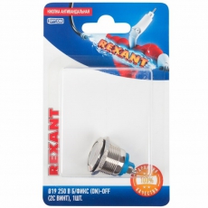 Кнопка антивандальная ?19 Б/Фикс (2с винт) (ON)-OFF плоская (PBS-28В-2) (в упак. 1шт.) | 06-0356-B | REXANT