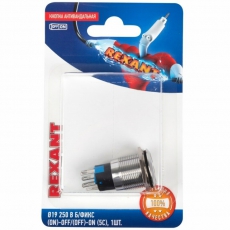 Кнопка антивандальная ?19 250В Б/Фикс (5с) (ON)-OFF/(OFF)-ON зеленая (A19-C1) (в упак. 1шт.) | 06-0367-B | REXANT