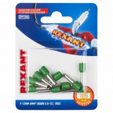 Наконечник штыревой втулочный изолированный, F-12 мм, 6 мм?, НШВи 6.0-12 / Е 6,0-12 / E6012, зеленый, в упак. 10 шт. | 06-0409-A | REXANT