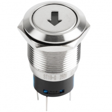 Кнопка антивандальная ?19 250В Б/Фикс (5с) (ON)-OFF/(OFF)-ON плоская подсв/зеленая СТРЕЛКА | 36-3455 | REXANT