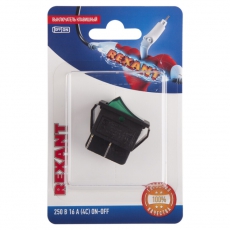 Выключатель клавишный 250V 16А (4с) ON-OFF зеленый с подсветкой (RWB-502, SC-767, IRS-201-1) (в упак. 1шт.) | 06-0304-B | REXANT