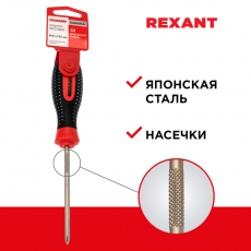 Отвертка крестовая PH 1х100 мм, трехкомпонентная рукоятка, сталь S2 | 12-4727-1 | REXANT