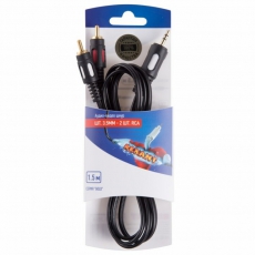 Шнур стерео шт. 3.5 мм - 2RCA 1.5М (GOLD) | 06-3004 | REXANT