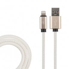 USB кабель для iPhone 5/6/7/8/X моделей, белый эко-кожа, 1 метр | 18-4232 | REXANT