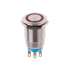 Кнопка антивандальная ?19 12В Фикс (5с) ON-OFF/OFF-ON подсв/красная | 36-3420 | REXANT