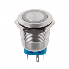 Кнопка антивандальная ?22 12В Б/Фикс (6с) (ON)-OFF/(OFF)-ON подсв/зеленая | 36-3513 | REXANT