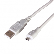 Кабель micro USB (male) штекер - USB-A (male) штекер, длина 3 метра, белый (PE пакет) | 18-1166 | REXANT