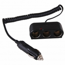 Разветвитель автоприкуривателя 3 гнезда шнур спираль 1.5 м | 16-0224 | REXANT