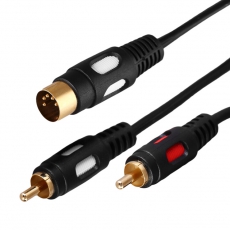 Шнур DIN 5 Pin - 2 RCA, длина 1,5 метра (GOLD) | 17-2512 | REXANT