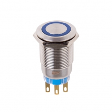 Кнопка антивандальная ?19 12В Фикс (5с) ON-OFF/OFF-ON подсв/синяя | 36-3421 | REXANT
