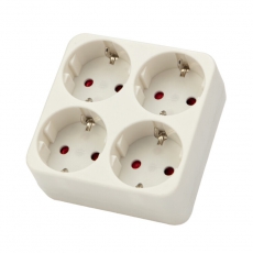 Четверник электрический 16 А с заземлением белый | 11-1073 | REXANT