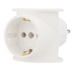Тройник электрический универсальный 16 А одно гнездо с заземлением белый | 11-1080 | REXANT