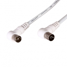 Шнур ТВ гнездо - ТВ штекер, угловой, длина 1,5 метра, белый | 18-0022 | REXANT