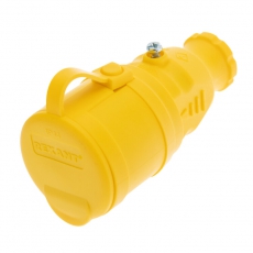 Розетка переносная влагозащищенная с крышкой, с/з, 16 А, IP44, каучук желтая | 111-122 | REXANT