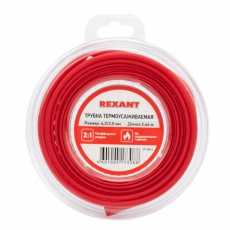 Трубка термоусаживаемая 4,0/2,0 мм красная, ролик 2,44 м | 29-0014 | REXANT