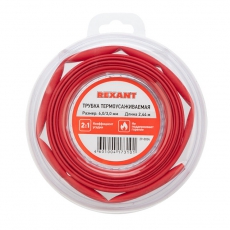 Трубка термоусаживаемая 6,0/3,0 мм красная, ролик 2,44 м | 29-0034 | REXANT