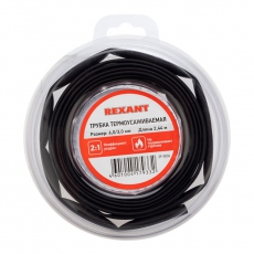 Трубка термоусаживаемая 6,0/3,0 мм черная, ролик 2,44 м | 29-0036 | REXANT