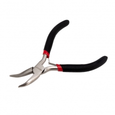 Тонкогубцы изогнутые Мини 120 мм никелированные, авторазжим, обливные рукоятки | 12-4603 | REXANT