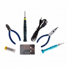 Набор для пайки (USB паяльник 8 Вт, кусачки, тонкогубцы, подставка, припой, отвертка) | 12-0168 | REXANT