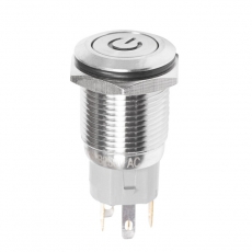 Кнопка антивандальная ?16 250В Б/Фикс (5с) (ON)-OFF плоская подсв/красная POWER | 36-3243 | REXANT