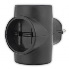 Тройник электрический 6-10 А без заземления черный | 11-1076 | REXANT