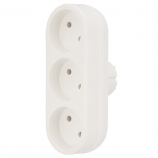 Тройник электрический линейный 6-10 А без заземления белый | 11-1078 | REXANT