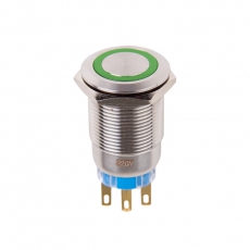 Кнопка антивандальная ?19 250В Фикс (5с) ON-OFF/OFF-ON подсв/зеленая | 36-3443 | REXANT