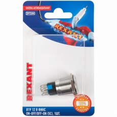 Кнопка антивандальная ?19 12В Фикс (5с) ON-OFF/OFF-ON подсв/красная (в упак. 1шт.) | 06-0365-B | REXANT