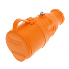 Розетка переносная влагозащищенная с крышкой, с/з, 16 А, IP44, каучук оранжевая | 111-123 | REXANT