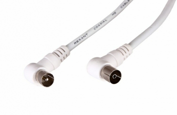 Шнур ТВ гнездо - ТВ штекер, угловой, длина 3 метра, белый | 18-0024 | REXANT