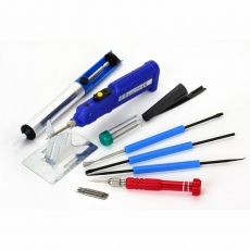Набор для пайки (паяльник 8 Вт, оловоотсос, подставка, припой, отвертка, интрумент для монтажа) | 12-0167 | REXANT