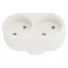 Двойник электрический 6-10 А без заземления белый | 11-1074 | REXANT