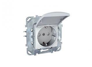 Unica Белый Розетка 1-ая с/з с защитными шторками винт. зажим | MGU5.037.18ZD | Schneider Electric