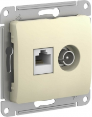 GLOSSA РОЗЕТКА двойная ТВ + компьютерная RJ45, кат. 5Е, механизм, БЕЖЕВЫЙ | GSL000289 | Schneider Electric