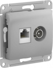 GLOSSA РОЗЕТКА двойная ТВ + компьютерная RJ45, кат. 5Е, механизм, АЛЮМИНИЙ | GSL000389 | Schneider Electric