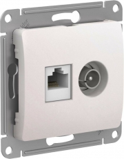 GLOSSA РОЗЕТКА двойная ТВ + компьютерная RJ45, кат. 5Е, механизм, ПЕРЛАМУТР | GSL000689 | Schneider Electric